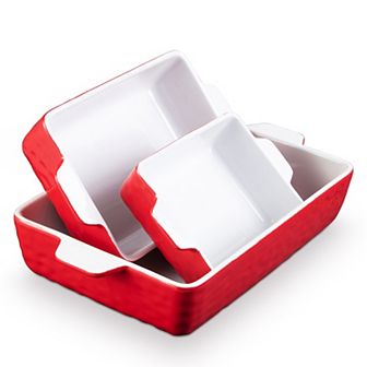 Baking Dishes Set of 3, Ceramic Bakeware Set with Handles, for Oven and Microwave
