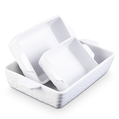Baking Dishes Set of 3, Ceramic Bakeware Set with Handles, for Oven and Microwave