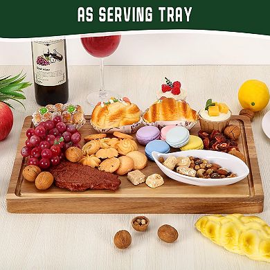 18x12 Acacia Wood Cutting Board with Juice Groove, for Meat & Cheese