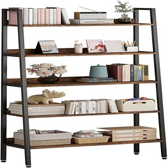 5 tier Bookshelf, Narrow Home Office Book Shelf for Bedroom Kitchen Living Room