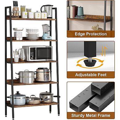 5 Tier Bookshelf, Narrow Home Office Book Shelf for Bedroom Kitchen Living Room