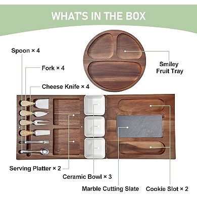 Acacia Charcuterie Boards and Knife Set, Magnetic Extra Large Cheese Board Set