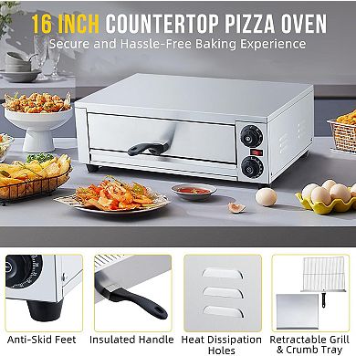 16 Inch Countertop Commercial Pizza Oven with Grilling Rack for Home and Restaurant