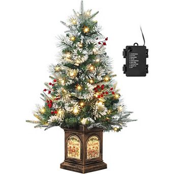 3ft Pre-Lit Artificial Mini Christmas Tree with 78 Led Lights & Base Festive Tabletop Xmas Decor