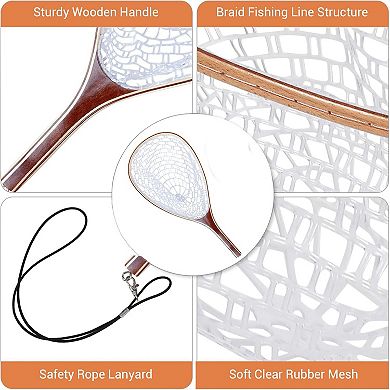 Fishing Net for Trout, Fly Fishing Net with Soft Rubber Mesh