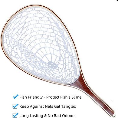 Fishing Net for Trout, Fly Fishing Net with Soft Rubber Mesh