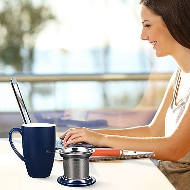 16 Oz Porcelain Tea Cup with Infuser and Lid