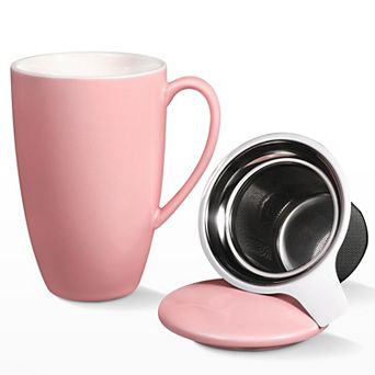 16 Oz Porcelain Tea Cup with Infuser and Lid