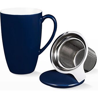 16 Oz Porcelain Tea Cup with Infuser and Lid