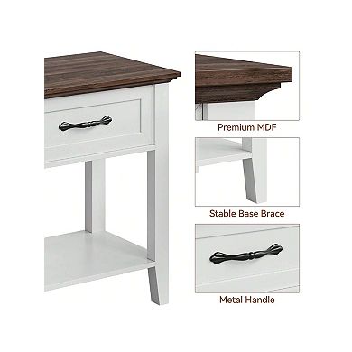 Nightstand, End Table With Drawer, Side Table For Spaces (White, 1pc)