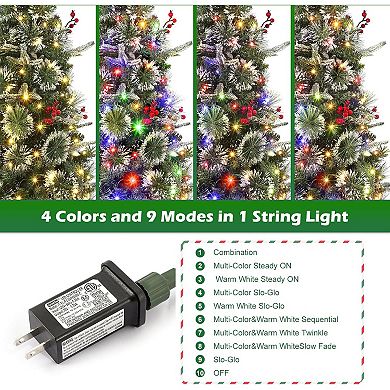 4.5ft Prelit Slim Artificial Christmas Tree, Multicolor Led Lights, Snow Flocked & Frosted