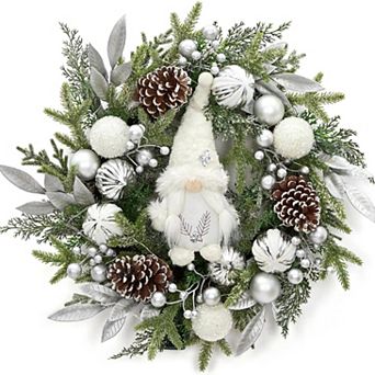 22" Large Lighted Christmas Gnome Wreath
