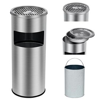 4.5 Gallons Commercial Indoor Outdoor Trash Can with Ashtray