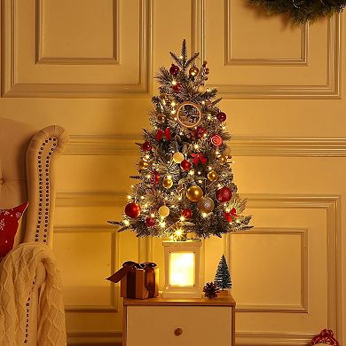 3 Ft Christmas Tree with 78 Multicolor LED lights, Artificial Xmas Trees with Lighting Potted Base