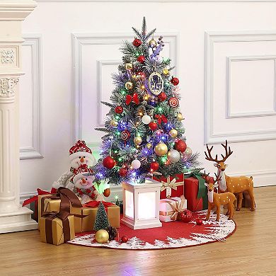 3 Ft Christmas Tree with 78 Multicolor LED lights, Artificial Xmas Trees with Lighting Potted Base