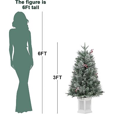 3 Ft Christmas Tree with 78 Multicolor LED lights, Artificial Xmas Trees with Lighting Potted Base
