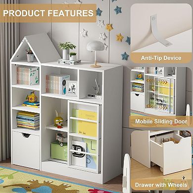 Toy and Book Organizer for Kids, Kids Toy Storage Organizer & Bookshelf
