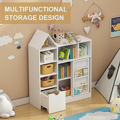 Toy and Book Organizer for Kids, Kids Toy Storage Organizer & Bookshelf