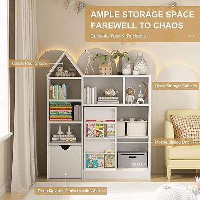 Toy and Book Organizer for Kids, Kids Toy Storage Organizer & Bookshelf