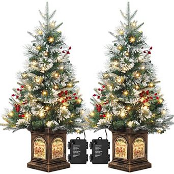 3ft Pre-Lit Artificial Mini Christmas Tree with 78 Led Lights & Base Festive Tabletop Xmas Decor