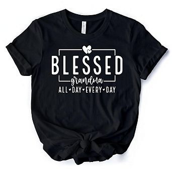 Blessed Grandma T-Shirt, All Day Every Day White and Black Tee for Faithful Grandmothers