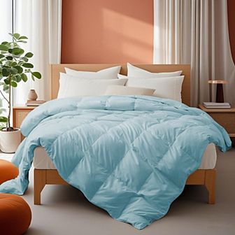 Unikome Luxury All-Season White Goose Down Feather Fiber Comforter - Lightweight & Fluffy Duvet