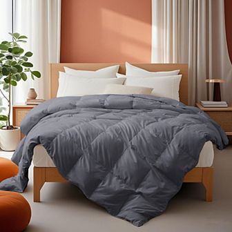 Unikome Luxury All-Season White Goose Down Feather Fiber Comforter - Lightweight & Fluffy Duvet