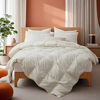 Unikome Luxury All-Season White Goose Down Feather Fiber Comforter - Lightweight & Fluffy Duvet