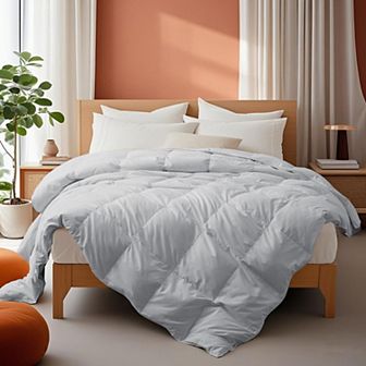 Unikome Luxury All-Season White Goose Down Feather Fiber Comforter - Lightweight & Fluffy Duvet