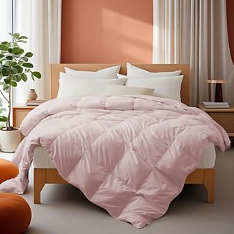 Unikome Luxury All-Season White Goose Down Feather Fiber Comforter - Lightweight & Fluffy Duvet