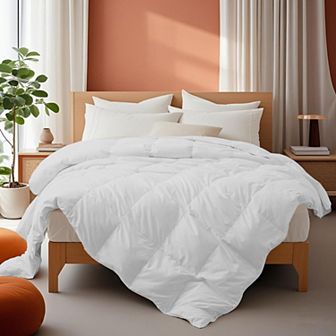 Unikome Luxury All-Season White Goose Down Feather Fiber Comforter - Lightweight & Fluffy Duvet