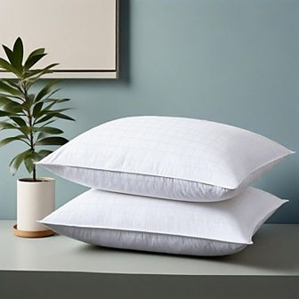 Unikome 75% White Down Pillow Set of 2, 4 Layer Construction Design Bed Pillow