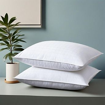 Unikome 75% White Down Pillow Set of 2, 4 Layer Construction Design Bed Pillow