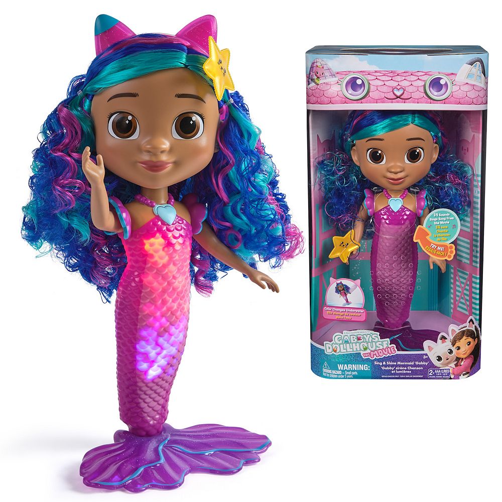 Gabby's Dollhouse Sing & Shine Mermaid Gabby Waterproof Doll with