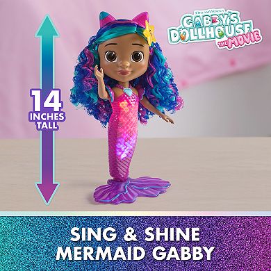 Gabby's Dollhouse Sing & Shine Mermaid Gabby Waterproof Doll with Lights & Sounds