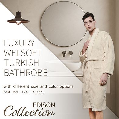 Men's American Soft Linen Fleece Long Sleeve Lightweight Bathrobe