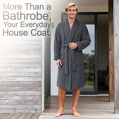 Men's American Soft Linen Fleece Long Sleeve Lightweight Bathrobe