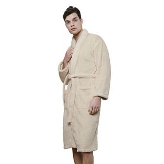 Men's American Soft Linen Fleece Long Sleeve Lightweight Bathrobe