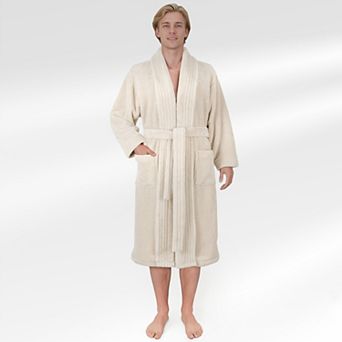 Men's American Soft Linen Fleece Long Sleeve Lightweight Bathrobe