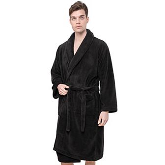 Men's American Soft Linen Fleece Long Sleeve Lightweight Bathrobe