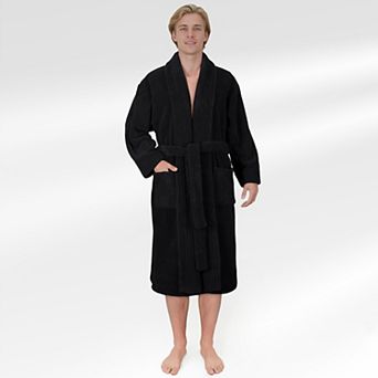 Men's American Soft Linen Fleece Long Sleeve Lightweight Bathrobe