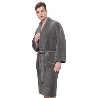 Men's American Soft Linen Fleece Long Sleeve Lightweight Bathrobe