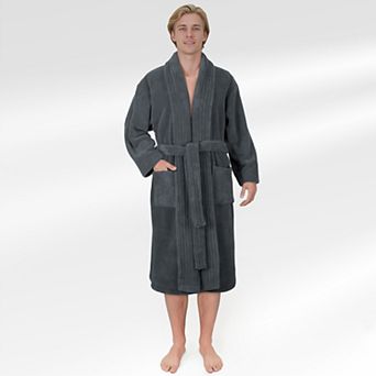 Men's American Soft Linen Fleece Long Sleeve Lightweight Bathrobe