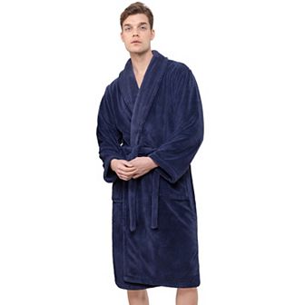 Men's American Soft Linen Fleece Long Sleeve Lightweight Bathrobe