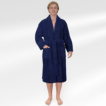 Men's American Soft Linen Fleece Long Sleeve Lightweight Bathrobe