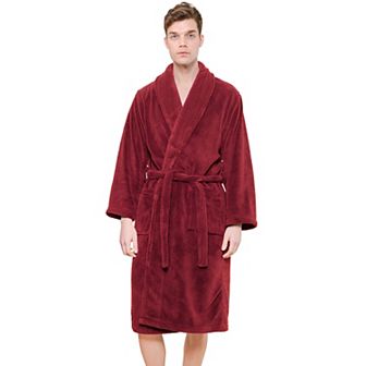 Men's American Soft Linen Fleece Long Sleeve Lightweight Bathrobe