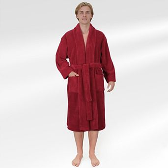 Men's American Soft Linen Fleece Long Sleeve Lightweight Bathrobe