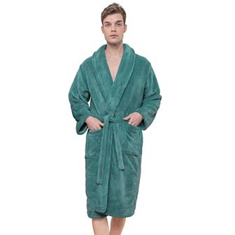 Men's American Soft Linen Fleece Long Sleeve Lightweight Bathrobe