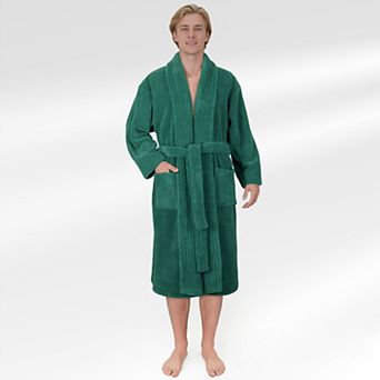 Men's American Soft Linen Fleece Long Sleeve Lightweight Bathrobe