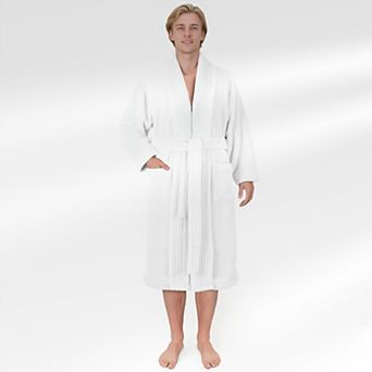 Men's American Soft Linen Fleece Long Sleeve Lightweight Bathrobe